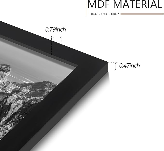 8x10 Picture Frame Set of 9, Display Pictures 5x7 with Mat or 8 x 10 Without Mat, Multi Photo Frames for Wall Mounting or Table Top Display, Black