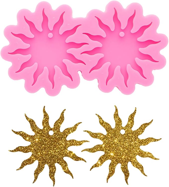 Resin Earring Mold Silicone Resin Jewelry Molds Sun Flower Shape Epoxy Resin Casting Molds for Women Earring Crafts DIY Necklace Pendant Resin Mold