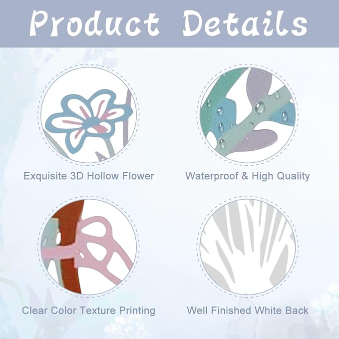 Bochino 3 PCS Metal Flowers Wall Arts, Rustic Farmhouse Decor Minimalist Flower Wall Decors for Living Room Bathroom Bedroom Dining Room Kitchen, Perfect Housewarming Gifts (L-Blue Pink)