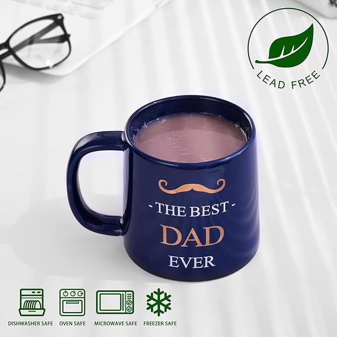 Miicol Funny Coffee Mug 16 oz, Deep Blue Coffee Cup, Large Ceramic Tea Mug, Gift Idea for Men, Dad, Tea Cup, Unique Gift for Birthday, Christmas, Father's Day