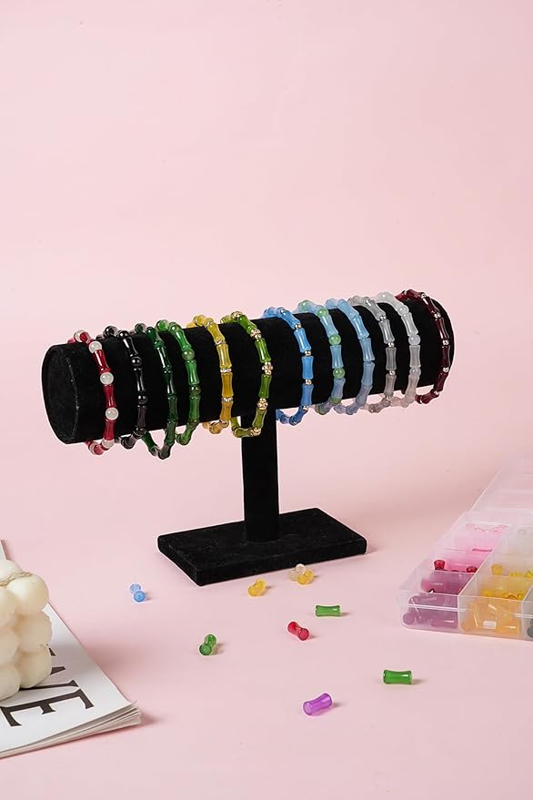 REVKI 1200pcs Glass Beads Bracelet Making Kit, 48 Colors Crystal Beads for Jewelry Making,Strange Shaped Glass Beads for Bracelets and DIY Crafts(Teardrop and Bamboo)