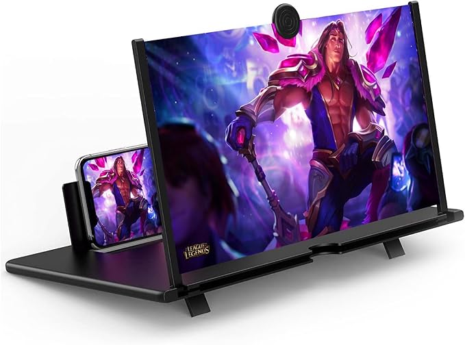 14" Screen Magnifier for Cell Phone,Fanlory 3D HD Magnifying Projector Screen Enlarger for Movies, Videos and Gaming, Foldable Phone Stand with Screen Amplifier,Compatible with All Smartphones