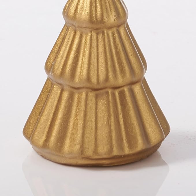 WDS WONDROUS Metallic Mini Christmas Trees Gold, Set of 6 Small Christmas Trees Figurine Tiered Tray Decor, Xmas Tabletop Decorations Table Centerpiece Office Mantel Shelf
