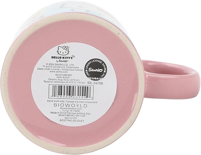 Bioworld Hello Kitty 16 Oz Pink Ceramic Mug