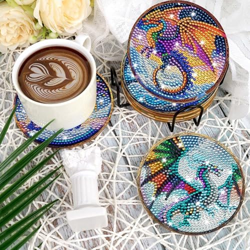 Dragon Diamond Art Coasters, Diamond Painting Coaster Kit for Adults - Image 6