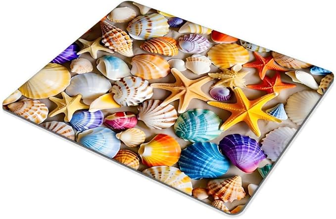 Square Mouse Pad Colorful Shells and Starfish,Gaming Mouse Pads for Desk,Soft Computer Waterproof Non-Slip Mouse Mat