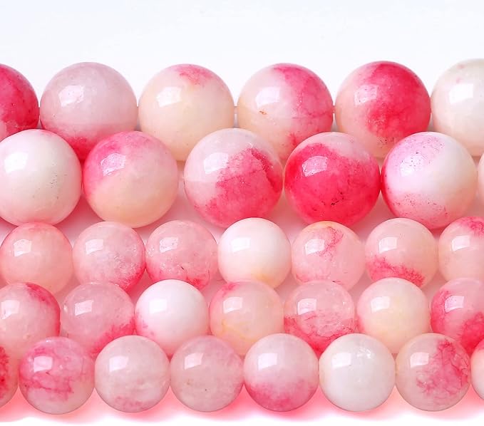 8MM 46PCS Pink Tourmaline Jade Stone Beads for Jewelry Making DIY Bracelet Necklace 15"