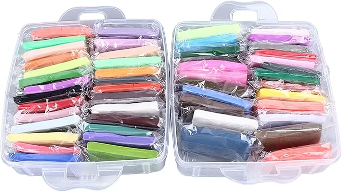 50 Colours Modelling Clay Set, Polymer Clay Starter Kit with 5 Sculpting Tools, Soft Light Safe Easy to Mouldable Air Dry Clay for Children Over 3 Years Old, Creative DIY Art Craft