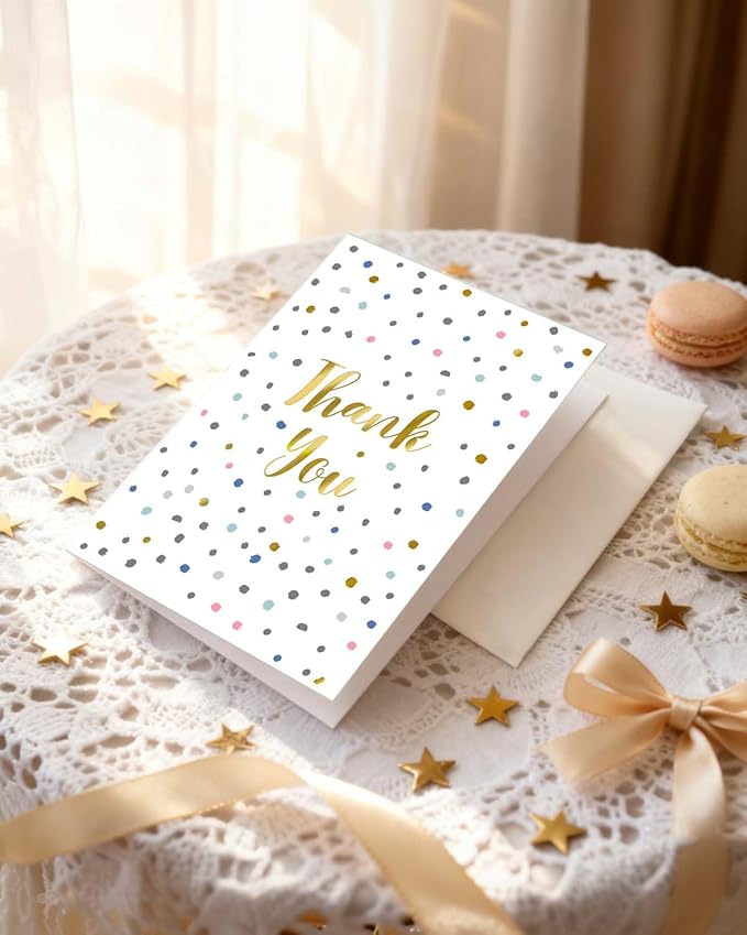 Thank You Cards with Envelopes (50 Pack) - Elegant All-Occasion Blank Note Cards for Wedding, Baby Shower, Teacher Appreciation, Graduation, Business & Holidays | Bulk Blank Thank You Notes Set (white)