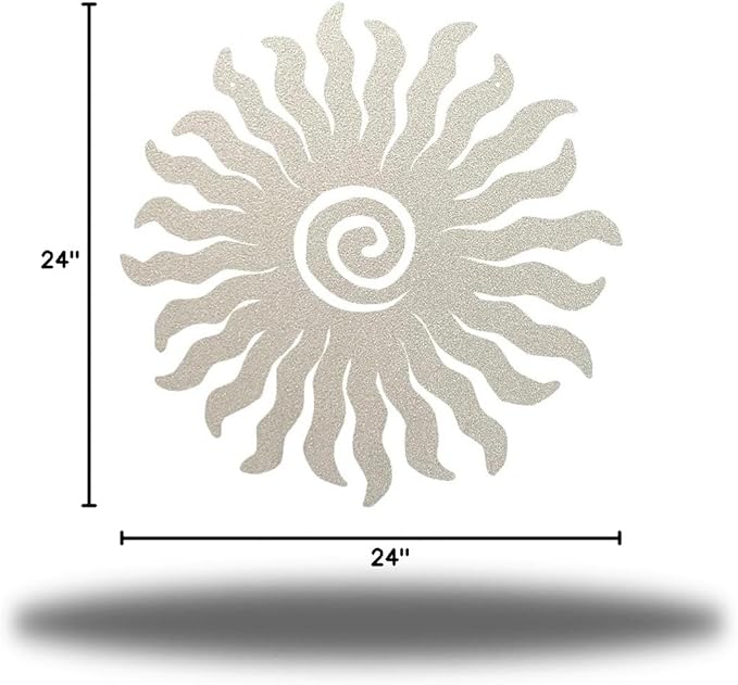 Riverside Designs Sunburst Metal Wall Art Steel Outdoor Decor - Heavy-Duty and Waterproof - Made in USA (24", Silver)