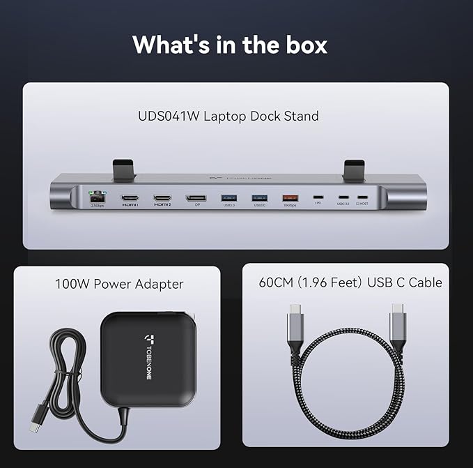 TobenONE 16-in-1 3 Monitors & Dual Monitor Dock Used for 4K@120Hz,2 HDMI+DP+6 USB Ports for Office & Home Use,Capable of 100W Charging & 2.5Gbps Ethernet, Used with Dell/HP/Lenovo