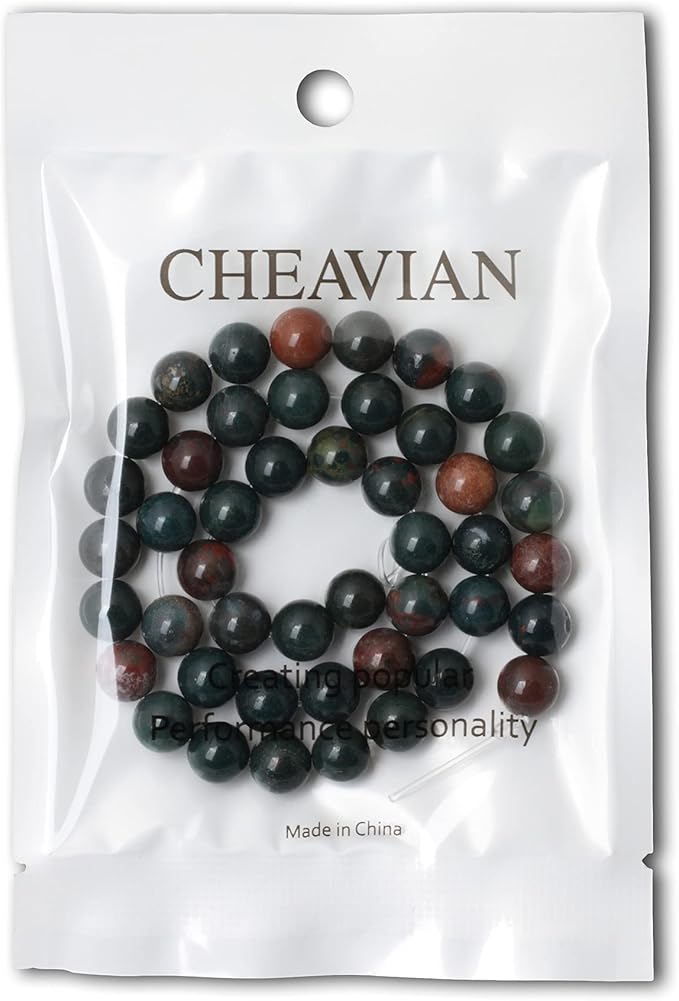 45PCS 8mm Natural Indian Bloodstone Round Loose Beads for Jewelry Making DIY Bracelet Necklace Materials 1 Strand 15"