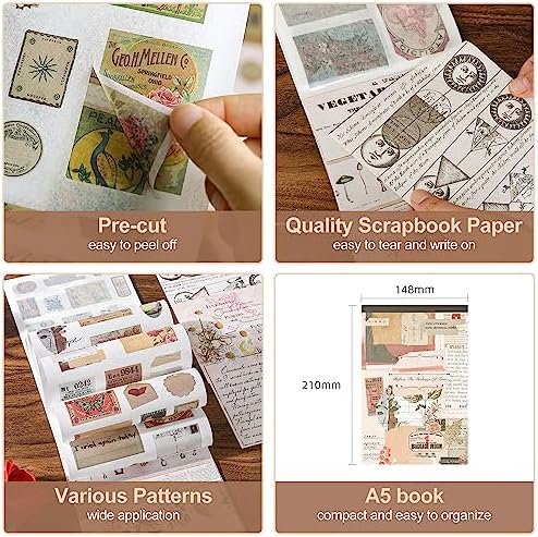 Vintage Journal Stickers - Aesthetic Sticker Book for Journaling & Scrapbooking - 50 Sheets with 30 Stickers & 20 Papers for Bullet Journals - Image 6
