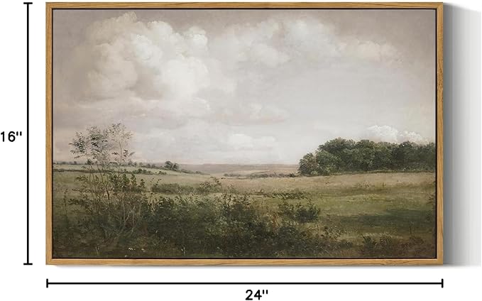 VIYYIEA Nature Large Framed Wall Art, Wilderness Vintage Art Decor Room Aesthetic, 16X24 Inch Canvas Print Artwork, Farmhouse Landscape Painting Wall Decor for Bedroom Bathroom Office