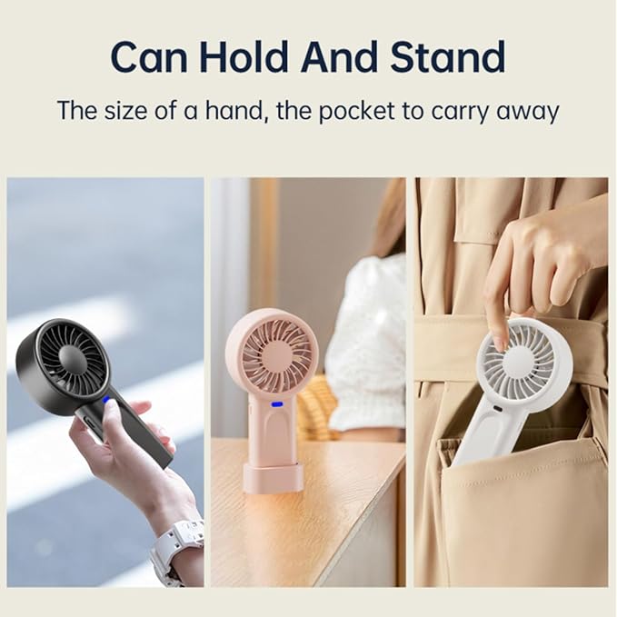 HOMETOP Handheld Fan Mini Portable 5 Speeds, 4000mAh,Personal Powerful Hand/Desk Fan for Travel, Outdoor, Home, Office, Camping, Women Small Fan (1, Black)