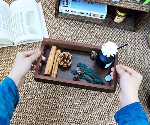 Small Rustic Serving Mini Tray with Handles - 9.8" Bamboo Tray - Image 7
