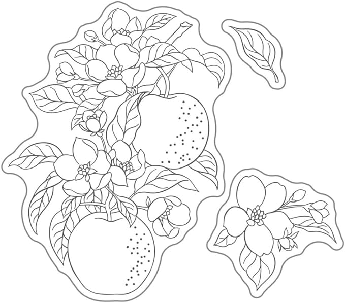 Fruit Flower Branches Stamps and Cutting Dies for Card Making DIY Transparent Silicone Clear Stamp and Metal Die Cuts Sets for Scrapbooking Paper Greeting Cards Decor Seals Craft Supplies