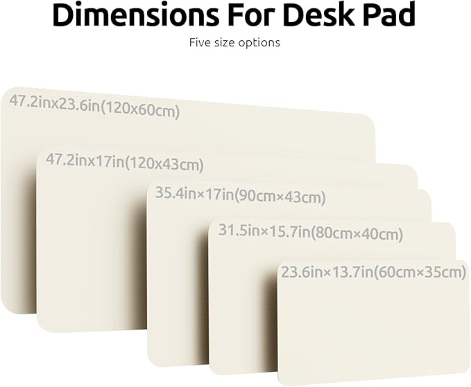 YSAGi Leather Desk Protector, Office Mat, Large Mouse Mat, Non-Slip PU Leather Blotter, Laptop Pad, Waterproof Writing Pad for Office and Home (Cream, 47" x 17")
