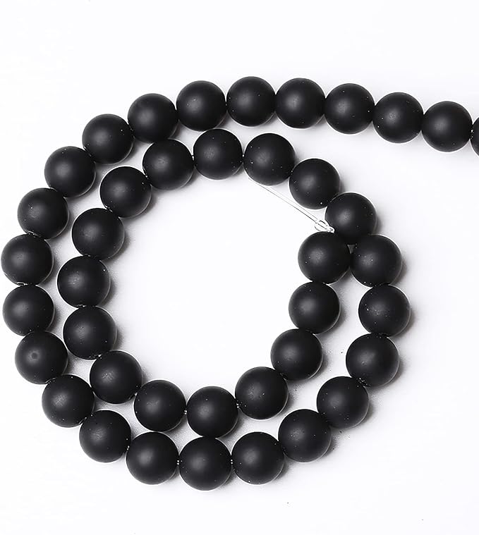 60pcs 6mm Matte Natural Black Agate Onyx Beads Round Loose Beads for Jewelry Making DIY Bracelets Crystal Energy Healing Power Stone (6mm, Matte Black Agate)