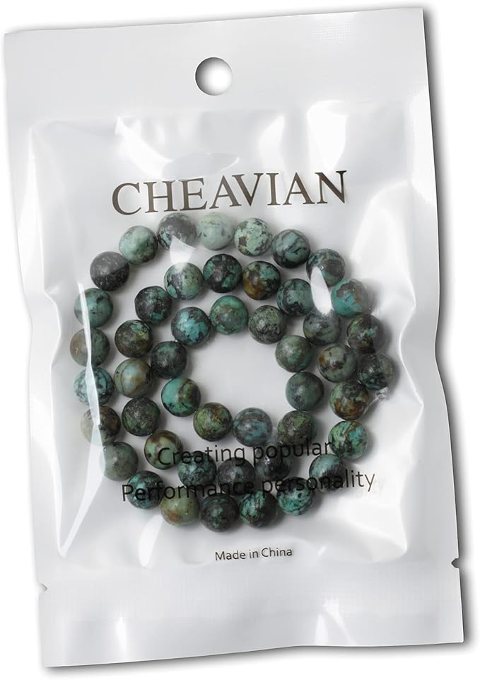 45PCS 8mm Natural African Turquoise Stone Gemstone Round Loose Beads for Jewelry Making DIY Bracelet Necklace Materials 1 Strand 15"