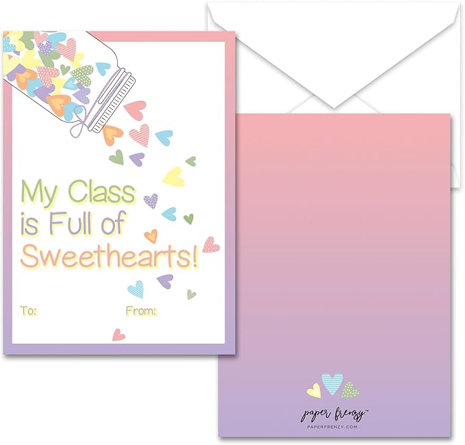 Paper Frenzy Teacher Valentines to Student - 25 pack WITH ENVELOPES, Teacher to Student