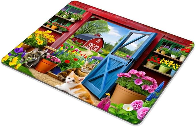 Square Mouse Pad Garden Farm,Gaming Mouse Pads for Desk,Soft Computer Waterproof Non-Slip Mouse Mat