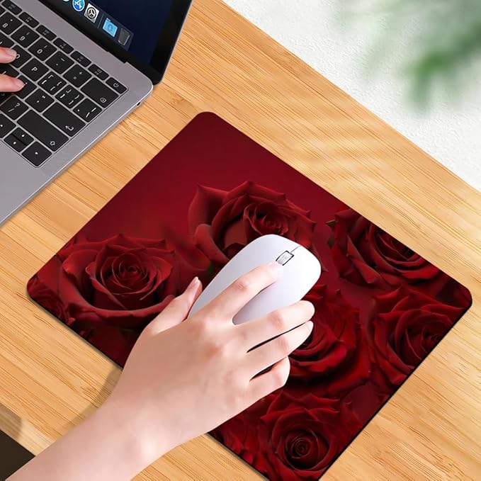 Red Rose Texture Mouse pad, Square Waterproof and Anti Slip Mouse pad for Office laptops