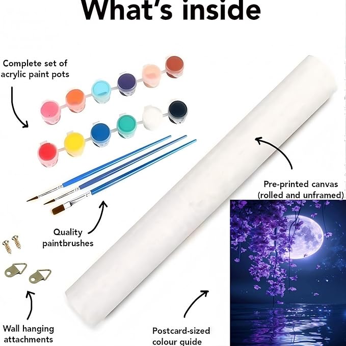 CSZPPQAF Flower Paint by Numbers Kit for Adults Beginner, Moon Adult Paint by Number Kits on Canvas, DIY Acrylic Oil Painting Kit Color by Numbers for Home Wall Decor 16X20inch