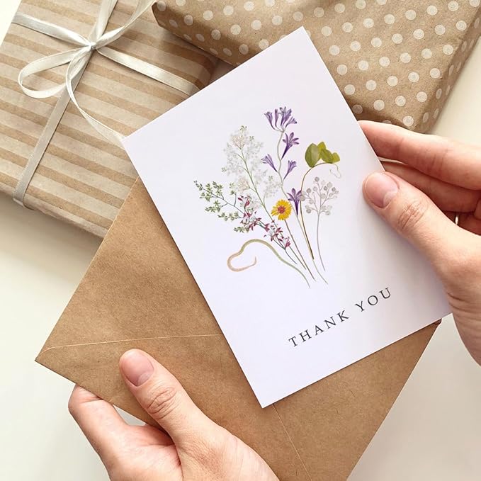 48 Pack Floral Thank You Cards with Envelopes, Wildflower Thank You Notes with Kraft Envelopes for Wedding Bridal Shower Baby Shower Teachers Graduation, 4 x 6 Inch