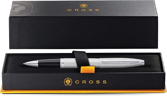 Cross Calais Refillable Rollerball Pen Presented in a Luxury Gift Box - Medium Point, Black Ink, Satin Chrome