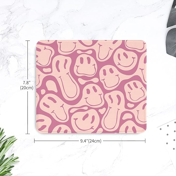 Seorsok Square Mouse Pad Cute Retro Smiley Hippie,Office Home Personalized Premium-Textured Mouse Mat Design,Waterproof Mousepad,Non-Slip Rubber Base Computer Mouse Pads for Wireless Mouse