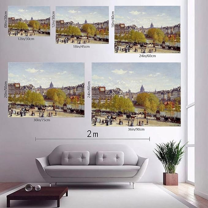 CFIOZYOS 40+ Monet Famous Print Posters Wharf of Louvre, Paris by Claude Monet Impressionism Canvas Wall Art Print Poster For Home School Office Decor Unframe 12×18inch(30×45cm)