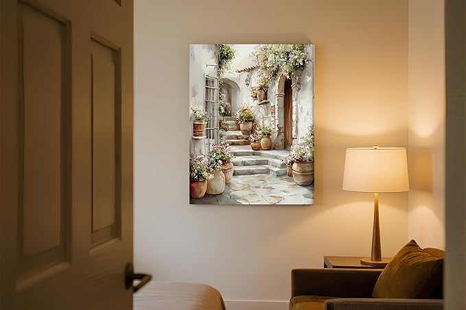 Painting by Numbers for Adults,Alleyway with Flower Adult Paint by Number Kits on Canvas,DIY Color by Numbers for Adults Beginners,Oil Paint by Color Easy Acrylic Painting Home Wall Decor 15.7X19.7