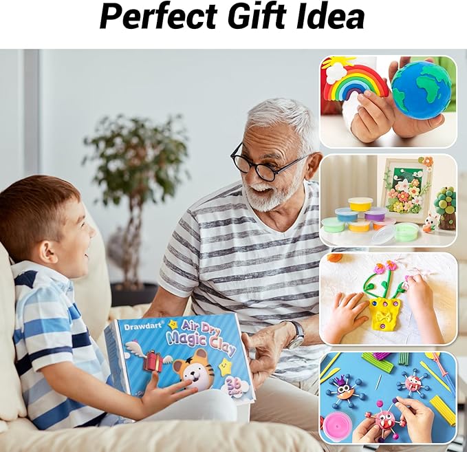 Air Dry Clay- 36 Colors Modeling Clay Kit with 3 Sculpting Tools, Safe & Non-Toxic, Magic Foam Clay for Kids and Adults, DIY Molding Clay Gift for Boys and Girls