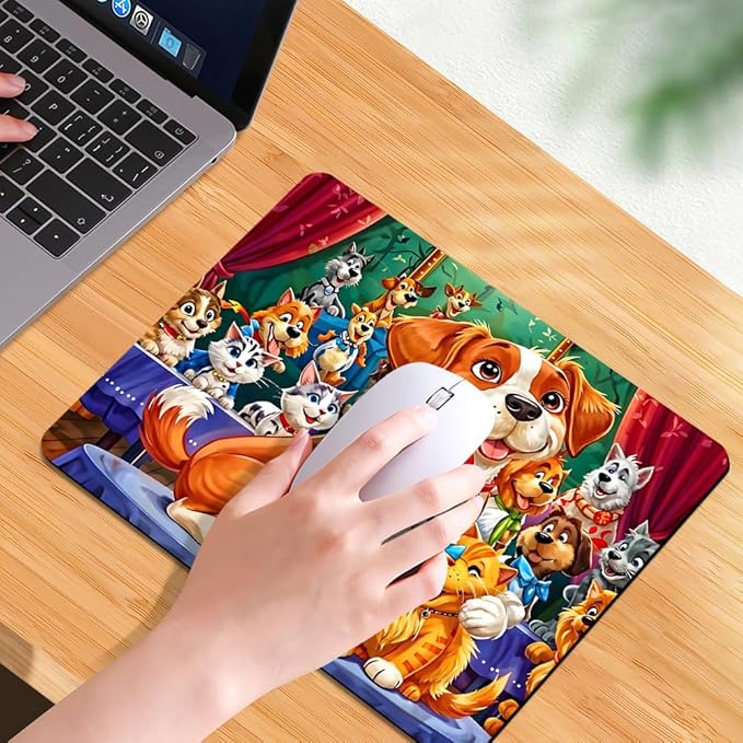 Dog Party Texture Mouse pad, Square Waterproof and Anti Slip Mouse pad for Office laptops