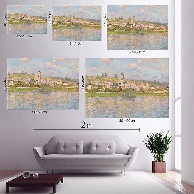 CFIOZYOS 40+ Monet Famous Print Posters Vétheuil by Claude Monet Impressionism Canvas Wall Art Print Poster For Home School Office Decor Unframe 12×18inch(30×45cm)