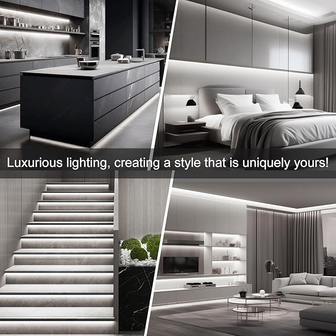 24V COB LED Strip, LED Strip for Bedroom, 16.4FT Remote Control LED Strips, White LED Light Strip, COB Flexible Light for Bedroom Cabinet Vanity Mirror DIY Lighting