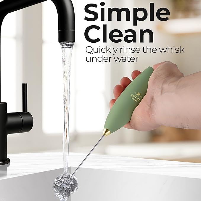 Zulay Kitchen Patented Tornado Triple Whisk Milk Frother with 4 Duracell Batteries – Handheld Foam Maker for Coffee, Lattes, Matcha & Hot Chocolate – Rich, Creamy Froth in Seconds