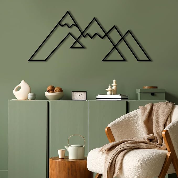 DecoSoul Mountain Metal Wall Art Decor, Large Metal Mountain Wall Art, Snowy Range View Wall Decoration, Minimalist Home Decor, Nature Decorations, Office Art, Housewarming Gift