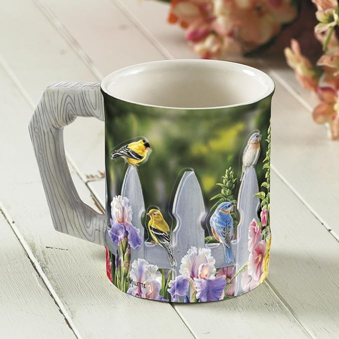 Wild Wings Sculpted Mug (Picket Fence-Songbirds)