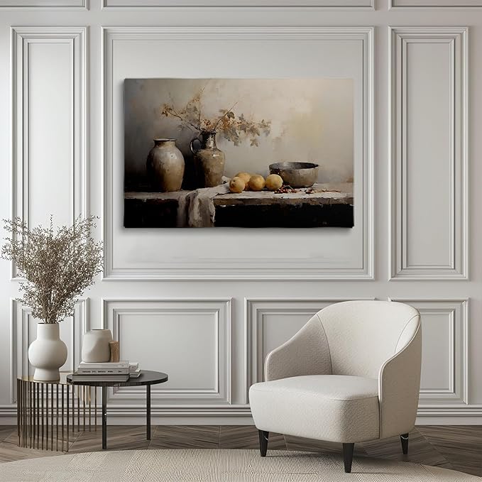Antique Cottage Wall Art - Fruit Still Life Print,Charming French Kitchen Art,Rustic Farmhouse Wall Decor, Neutral Cottagecore Print, Vintage Country Chic Cozy Kitchen Decor16x24Unframed