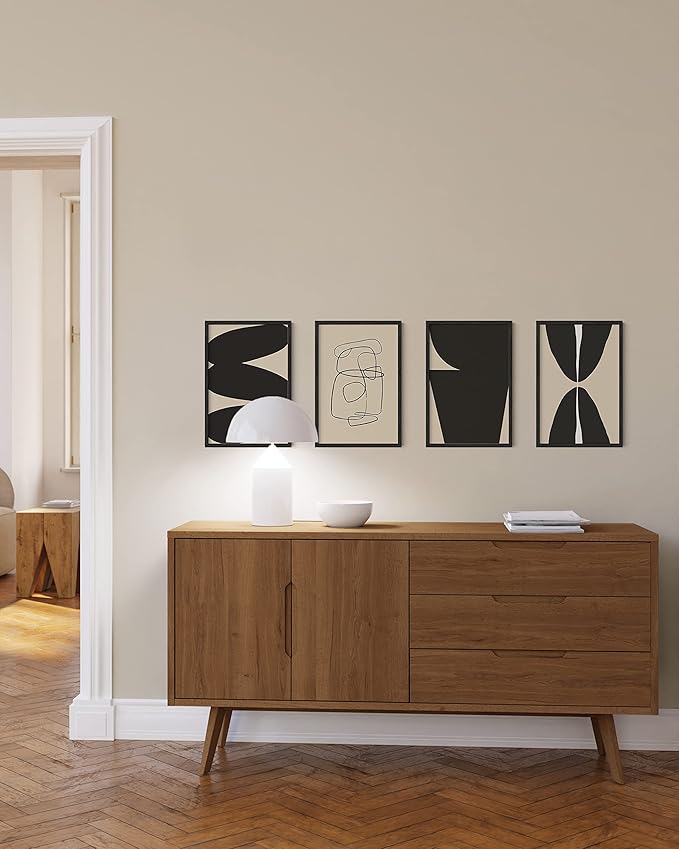 HAUS AND HUES 12x18 Black Oak Frame Set of 4 - Wooden Collage Poster Holders, Wall Display