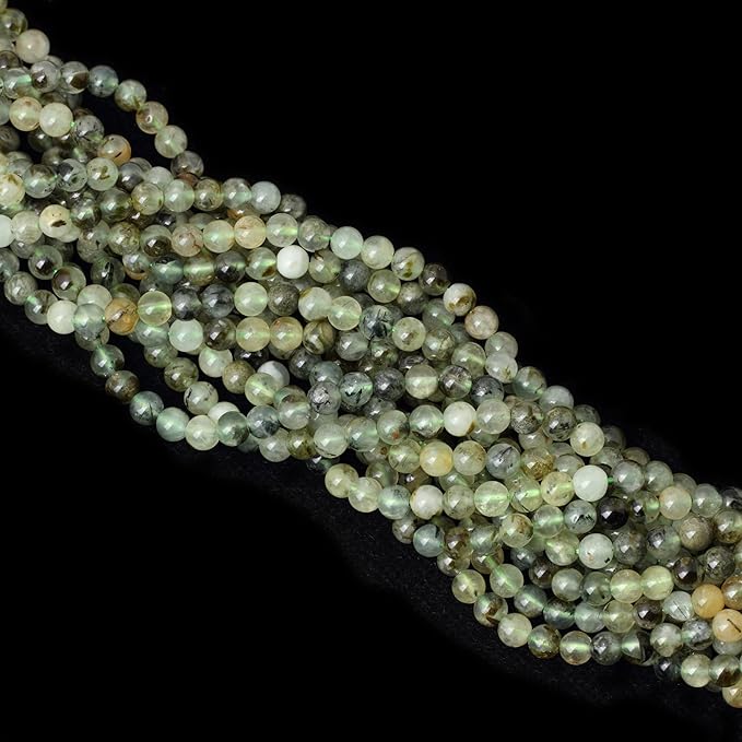 60PCS 6mm Natural Prehnite Gemstone Smooth Surface Round Loose Beads for Jewelry Making 1 String 15 Inches