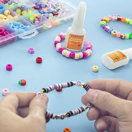 Jewelry Glue for Elastic String, Clear Craft Glue Elastic String Kont Fixing Drip, Bracelet Glues Bracelet Supplies for Rhinestones Crafts, Clay Beads, Fabric, Jewelry Making Kit