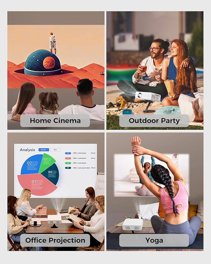 Aurzen Projector Foldable Stand, Ultra-Compact with Easy Setup, 180° Rotation, Compatible with TMY, HAPPRUN, Yaber, Epson & Most Projectors (¼-Inch Screw, Only Stand)