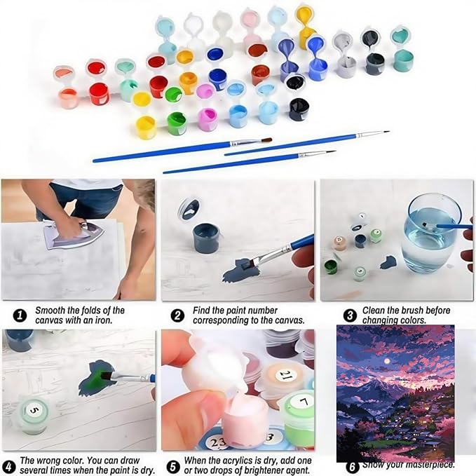 BYGFHLYW Paint by Numbers Kit for Adults Beginners, Mountain Landscape Easy Adult Paint by Number Kits On Canvas, DIY Acrylic Oil Painting Kits for Home Wall Decor 16x20Inch