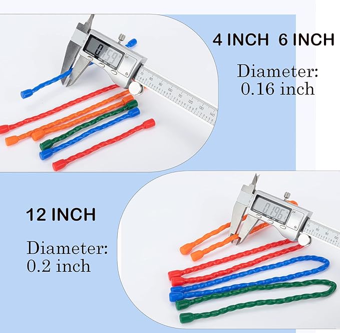 12 PCS Silicone Cable Ties 4 6 12 Inch Steel-Core Twist Ties Reusable Rubber Ties Straps for Organizing Bundling and Holding Wire All Purpose Bendable Cord Tie for Indoor and Outdoor (4 Colors)
