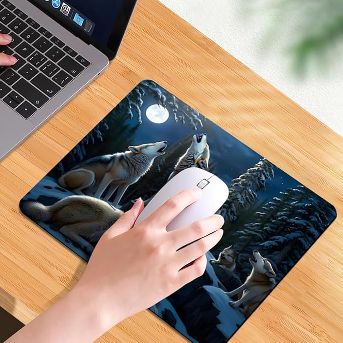 The Fox Under The Moonlight Texture Mouse pad, Square Waterproof and Anti Slip Mouse pad for Office laptops