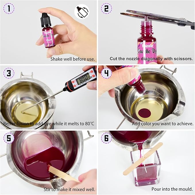 Roizefar Candle Dye - 28 Colors Wax Melt Dye for Candles Making, Oil-Based Dye for Wax, Highly Concentrate Liquid Candle Color Dyes