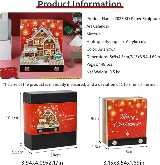 3D Art Calendar 2026,3D Memo Pad Creative Time Piece Calendar,Creative Non Stick Sticky Note,3D Memo Pad Art Notepad,Exquisite Paper Sculpture Gifts,Desktop Decoration Crafts